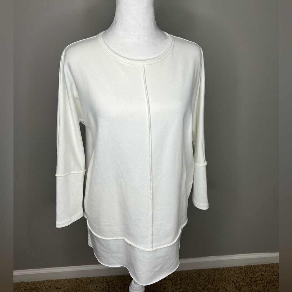 SPANX Ivory Long Sleeve Layered Hem Tunic